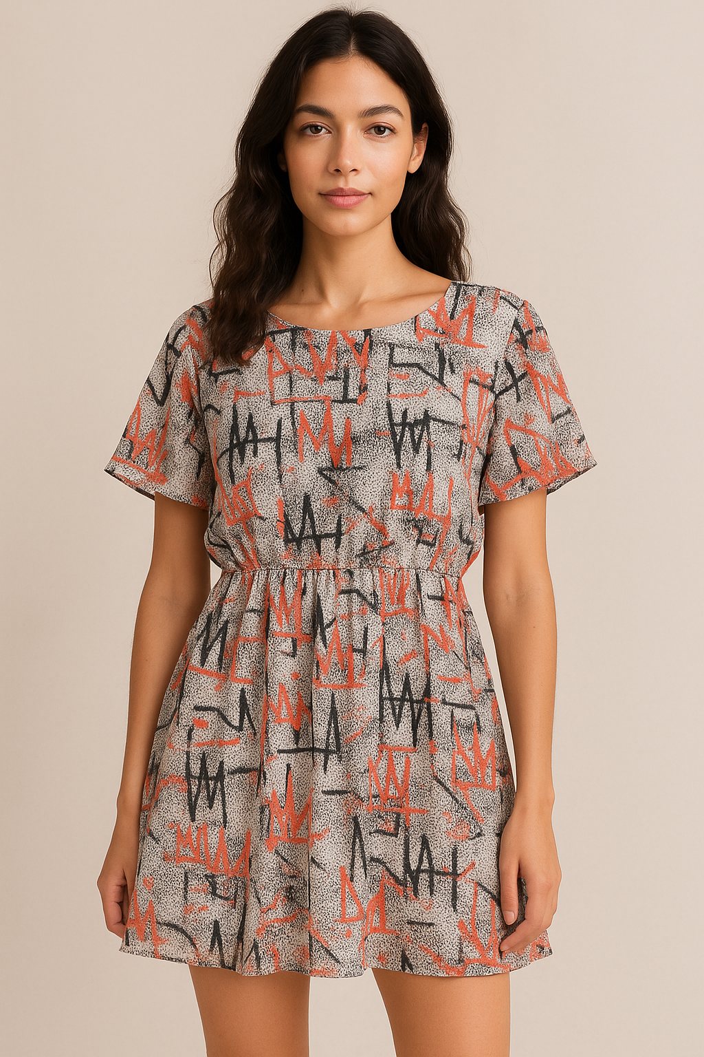 Vintage Art Of Wall Digital Printed Fabric - Pure Georgette