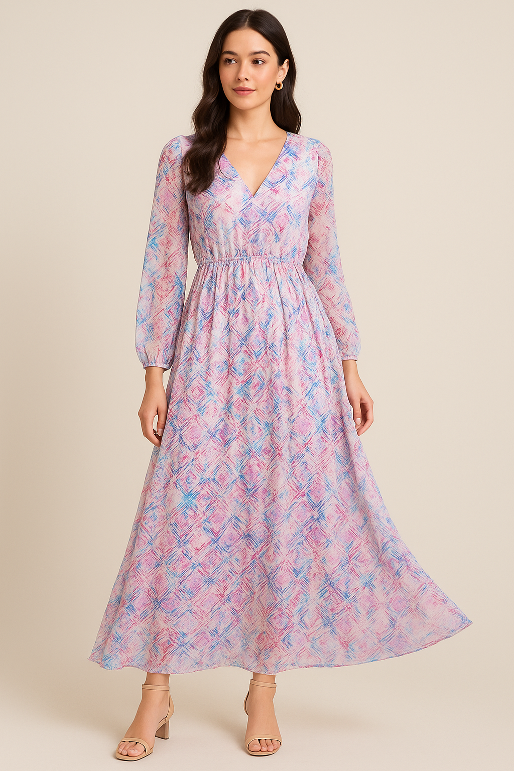 Geometric Colourful Water paint Digital Printed Fabric - Pure Georgette