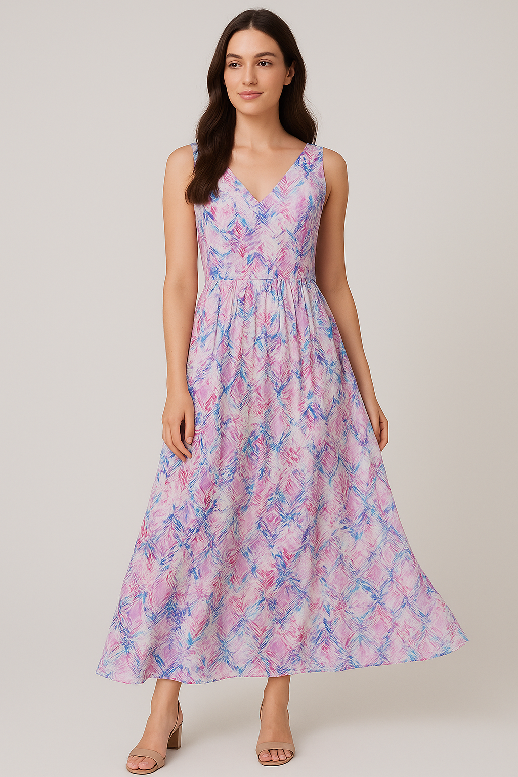 Geometric Colourful Water paint Digital Printed Fabric - Pure Georgette