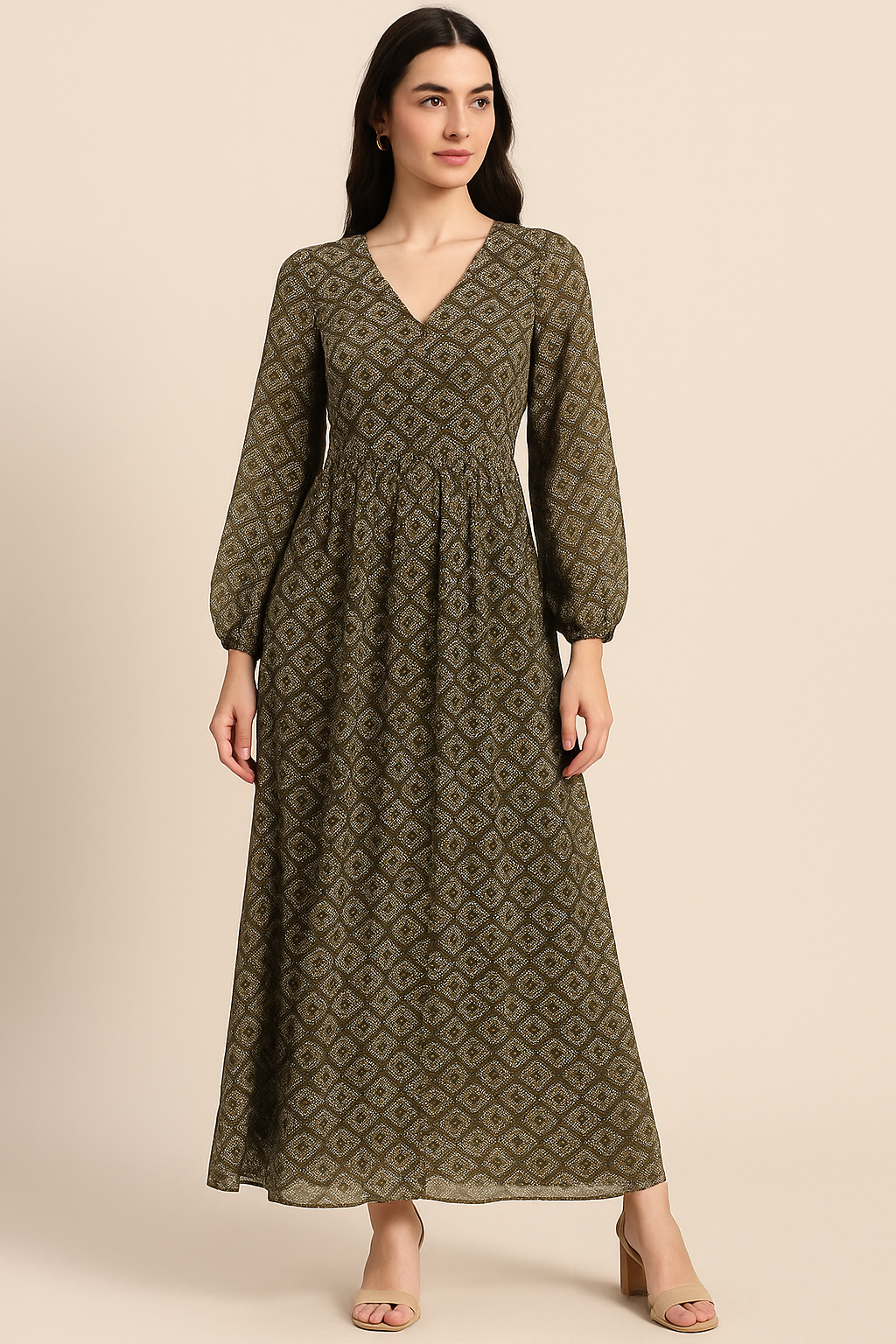 Beautiful Geometric Diamond Cut Glass Digital Printed Fabric - Pure Georgette