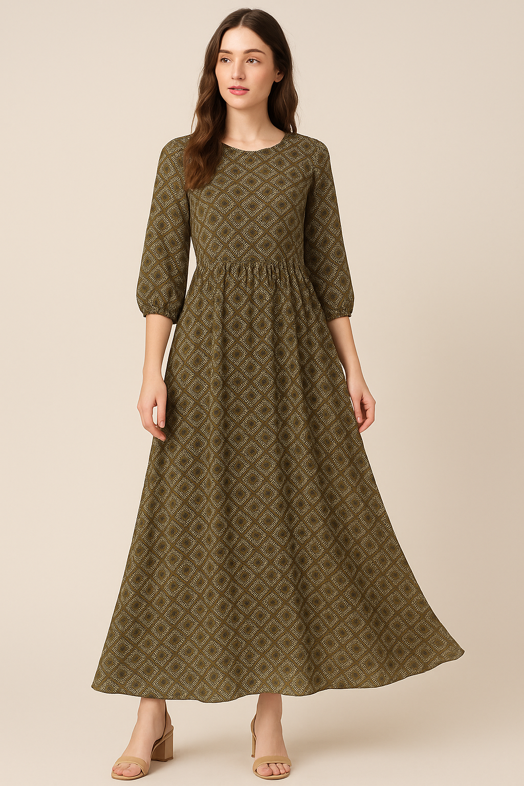 Beautiful Geometric Diamond Cut Glass Digital Printed Fabric - Pure Georgette