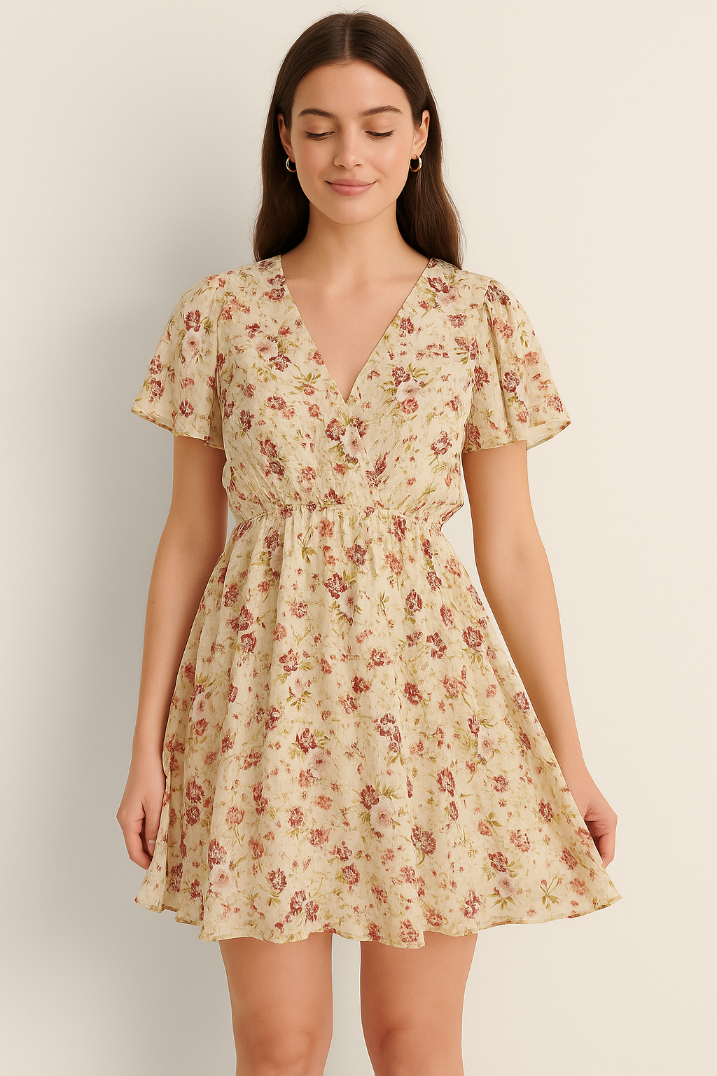 Watercolour Paint English Flower Digital Printed Fabric - Pure Georgette