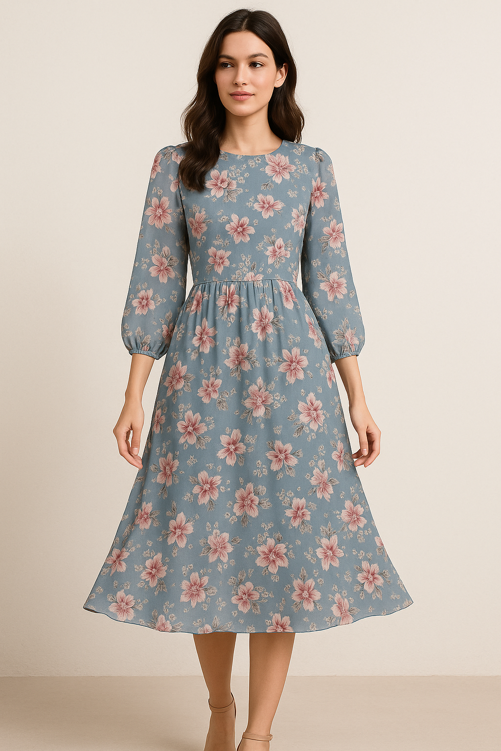 Decorative Tiny Chintz With Lily Digital Printed Fabric - Pure Georgette