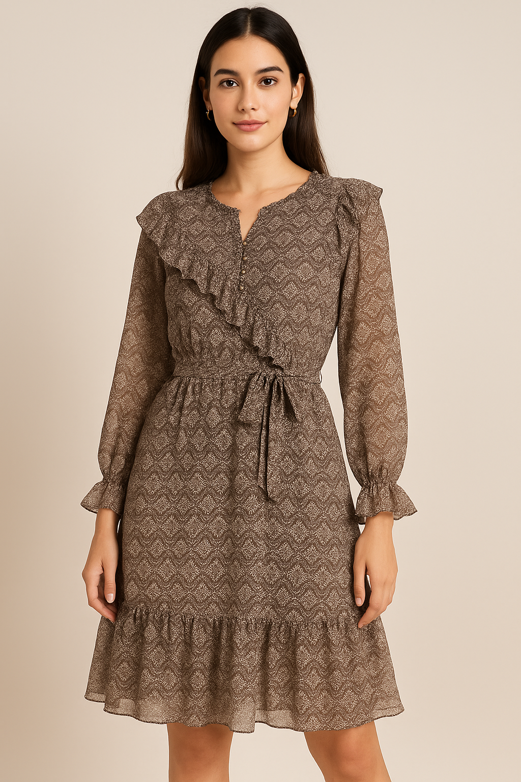 Unique Seamless Repeat With Kabul Colour Digital Printed Fabric - Pure Georgette