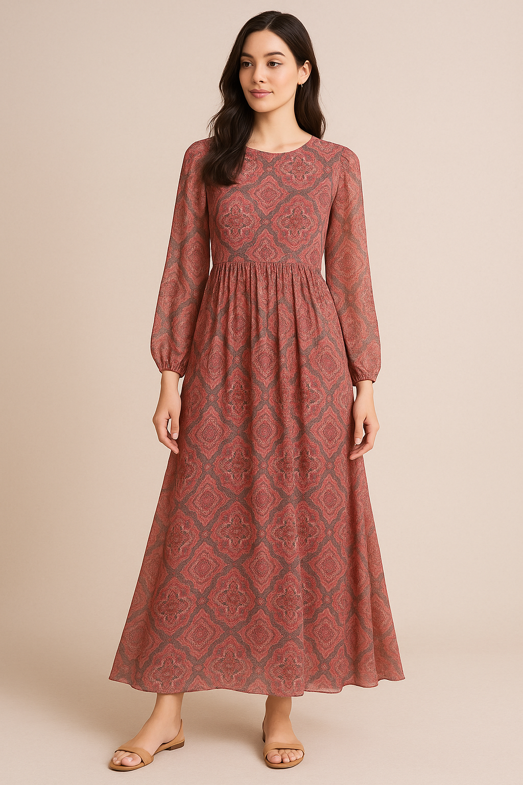 Decorative Morden Lifestyle Medallion Digital Printed Fabric - Pure Georgette