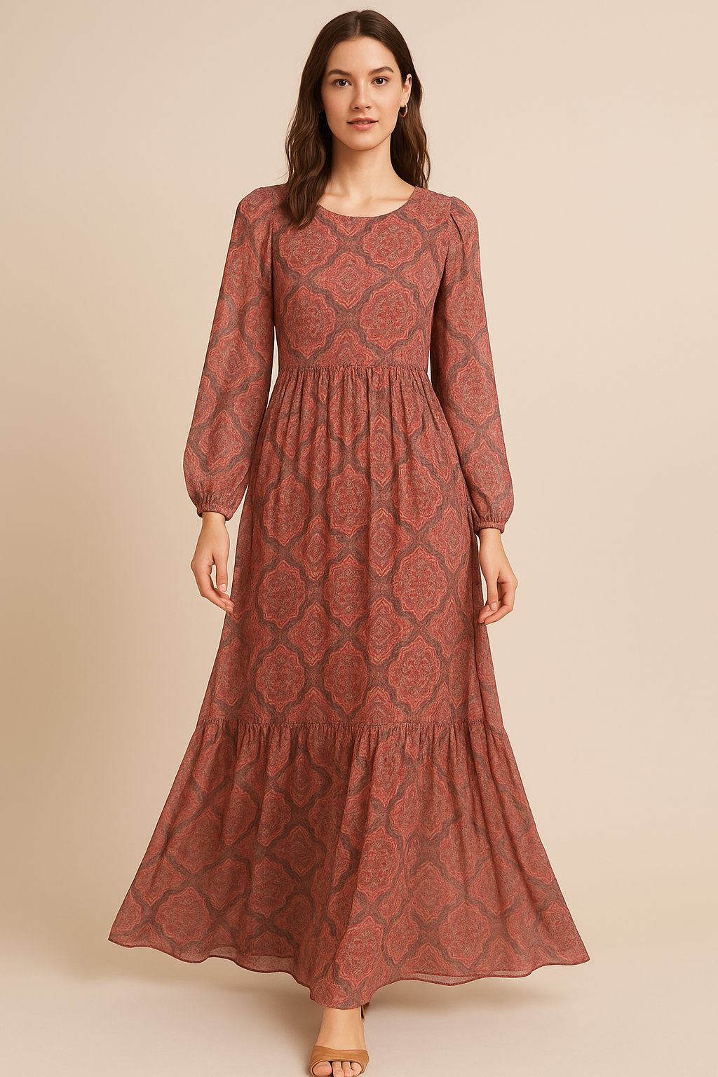 Decorative Morden Lifestyle Medallion Digital Printed Fabric - Pure Georgette