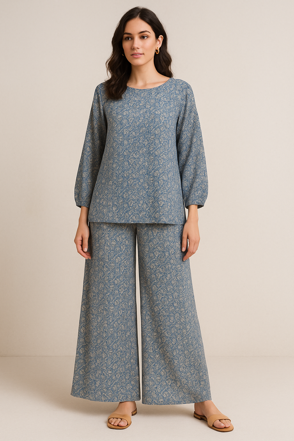 Tiny Branch With Morden Leaves Digital Printed Fabric - Pure Georgette