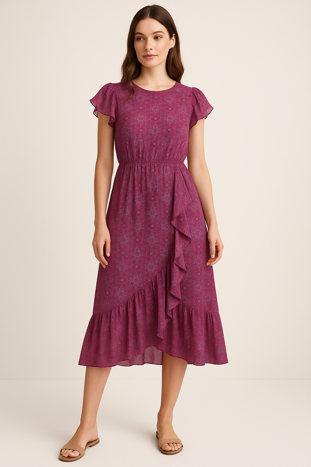 Modern Beautiful Sunflower Art Digital Printed Fabric - Pure Georgette