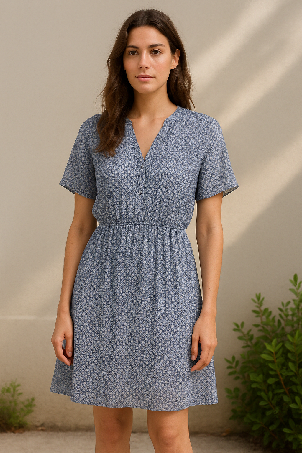 Simple Tiny Seamless Roses Digital Printed Fabric - Pure Georgette