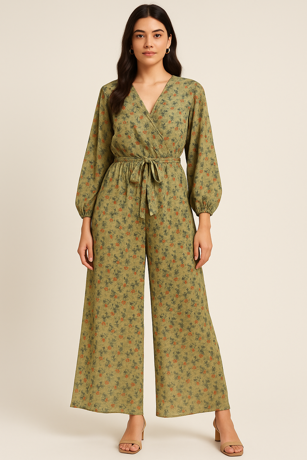 Beautiful Green Seamless Motif Flower Digital Printed Fabric - Pure Georgette