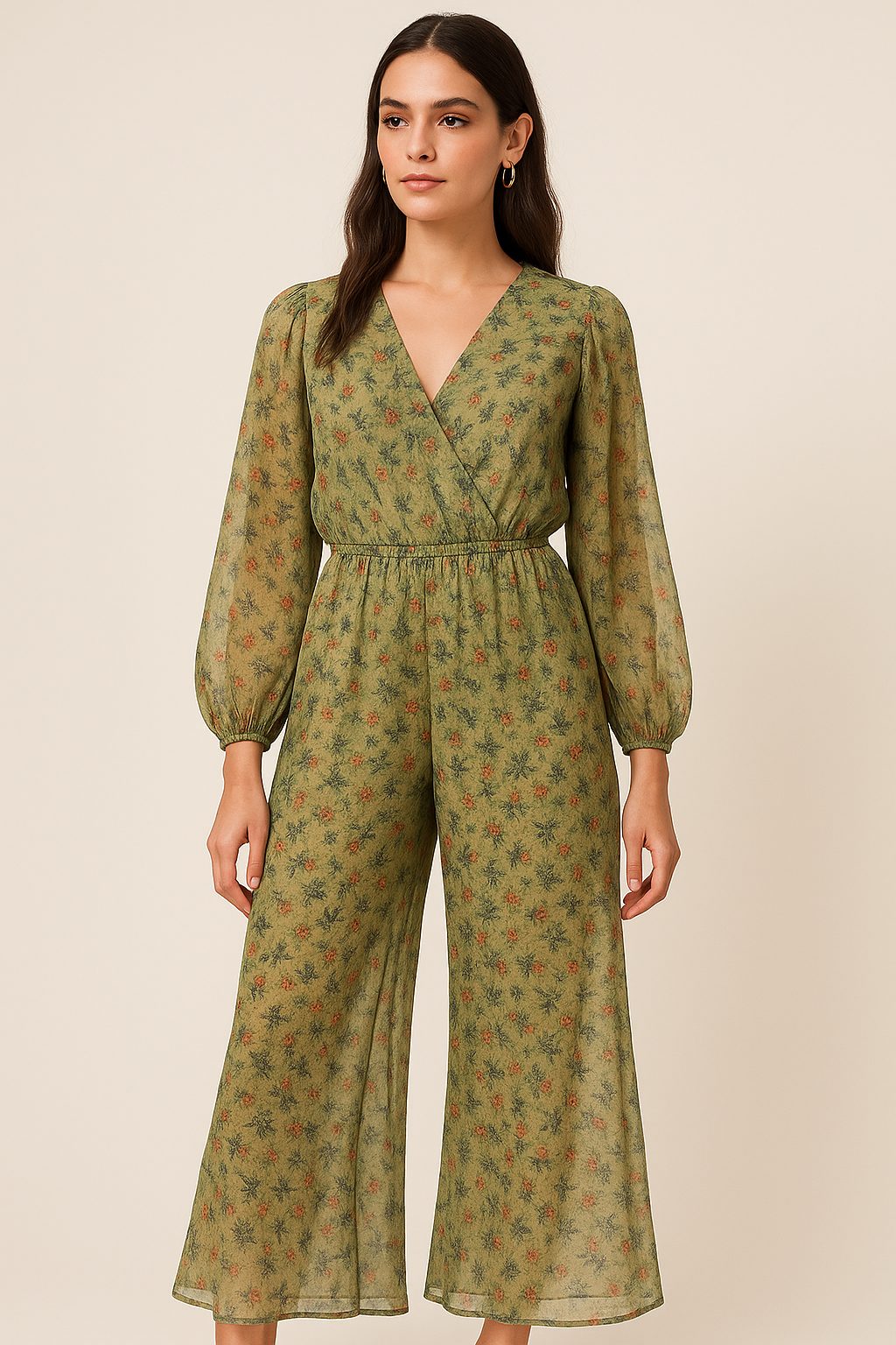 Beautiful Green Seamless Motif Flower Digital Printed Fabric - Pure Georgette