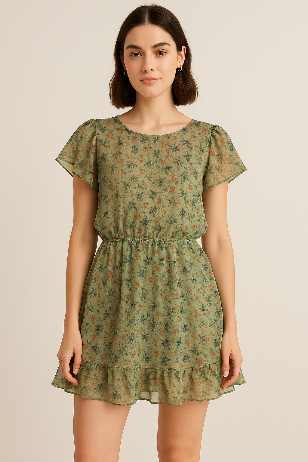 Beautiful Green Seamless Motif Flower Digital Printed Fabric - Pure Georgette