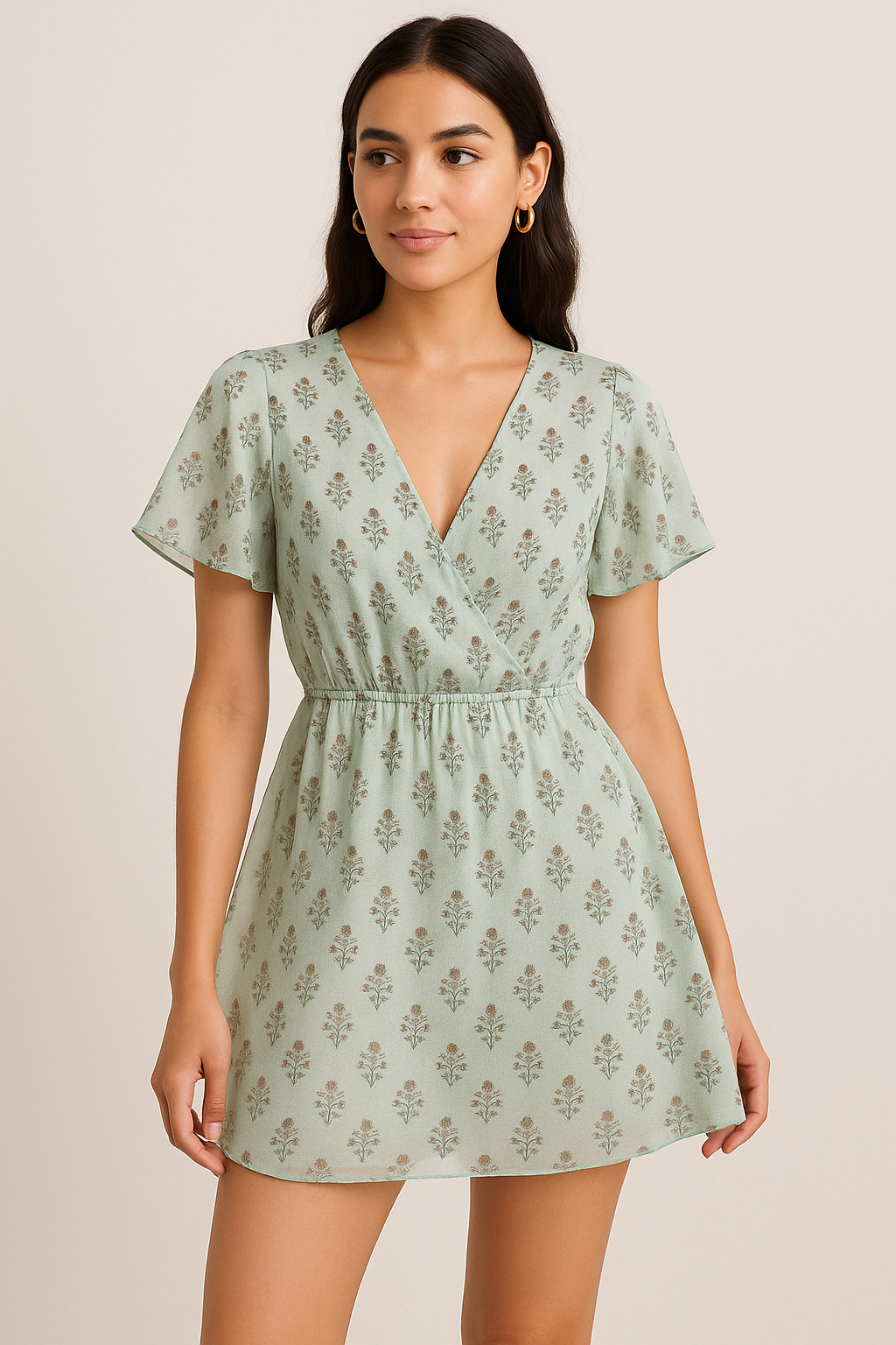 Seamless Indian Mughal Motif Flower Digital Printed Fabric - Pure Georgette