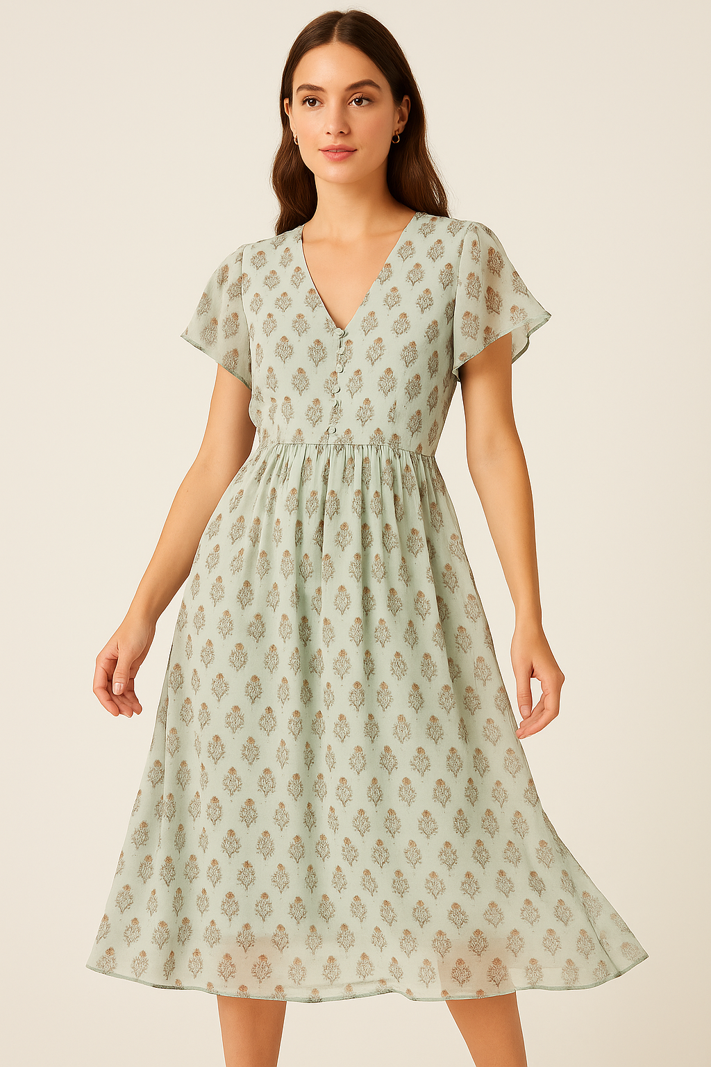 Seamless Indian Mughal Motif Flower Digital Printed Fabric - Pure Georgette