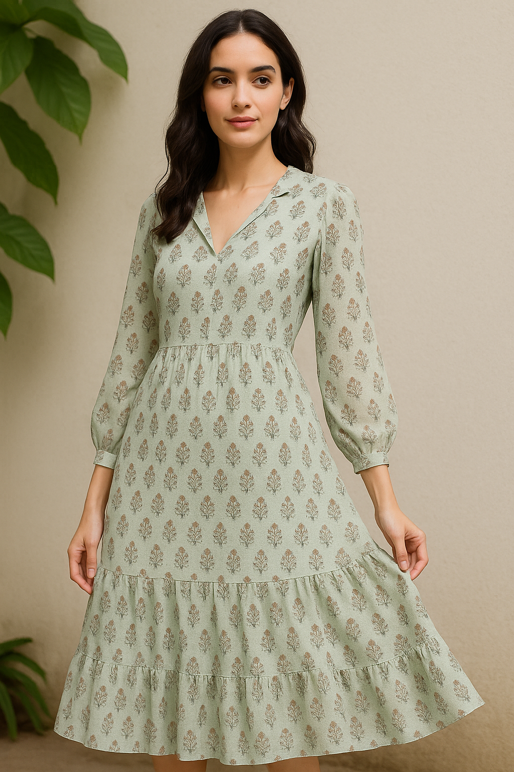 Seamless Indian Mughal Motif Flower Digital Printed Fabric - Pure Georgette