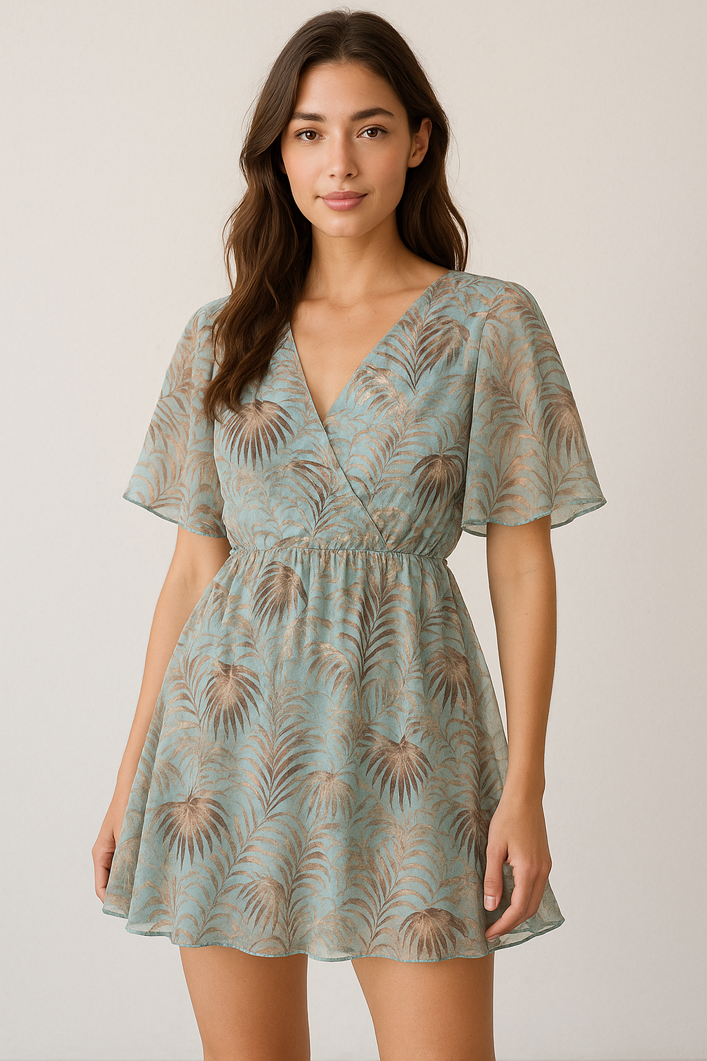 Tropical Garden Leaves Digital Printed Fabric - Pure Georgette