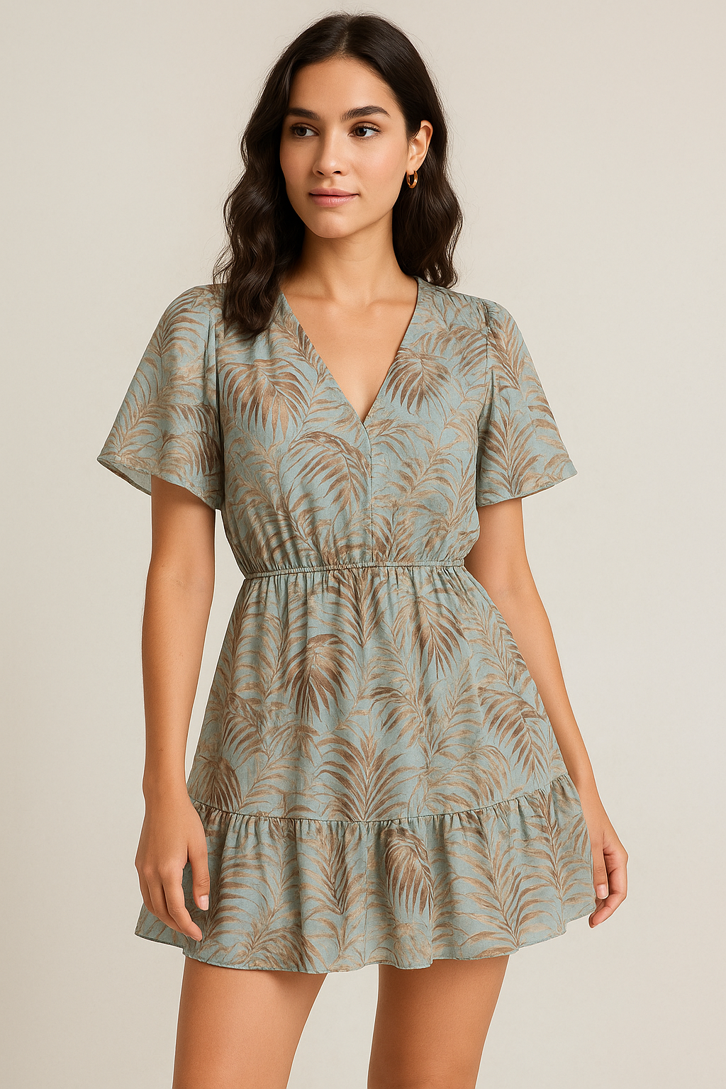 Tropical Garden Leaves Digital Printed Fabric - Pure Georgette