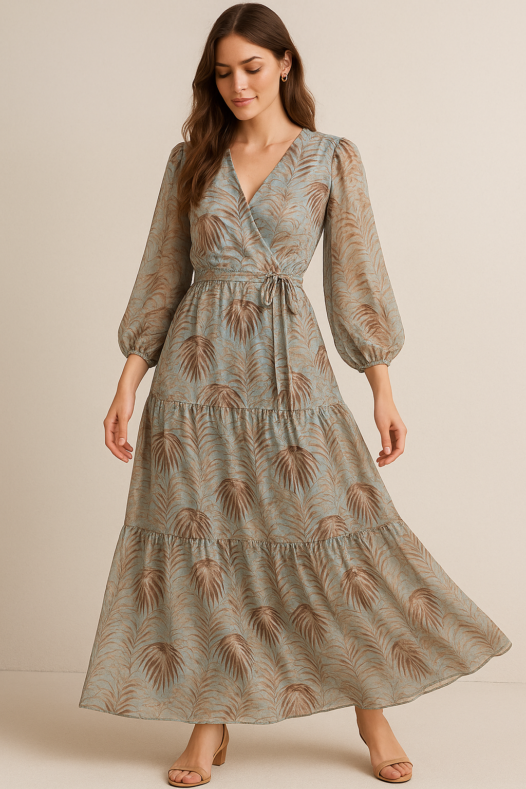 Tropical Garden Leaves Digital Printed Fabric - Pure Georgette