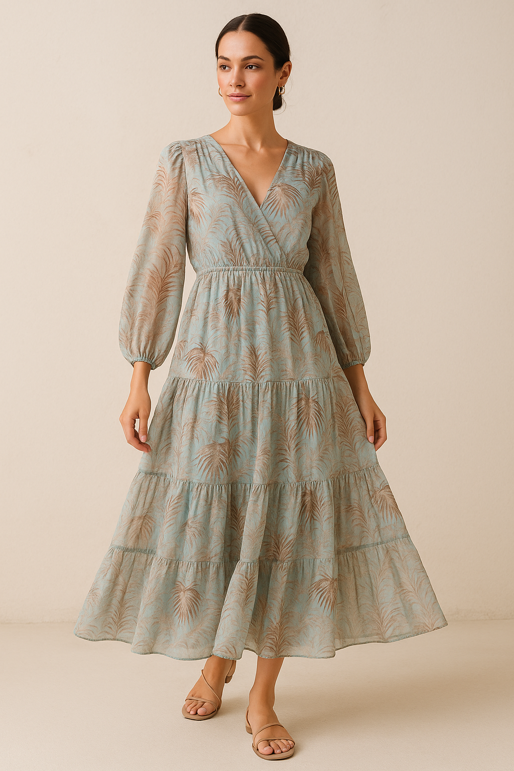 Tropical Garden Leaves Digital Printed Fabric - Pure Georgette