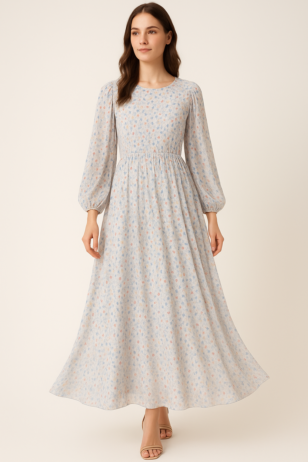 Colourful Flower Chintz With Small Leaves Digital Printed Fabric - Pure Georgette