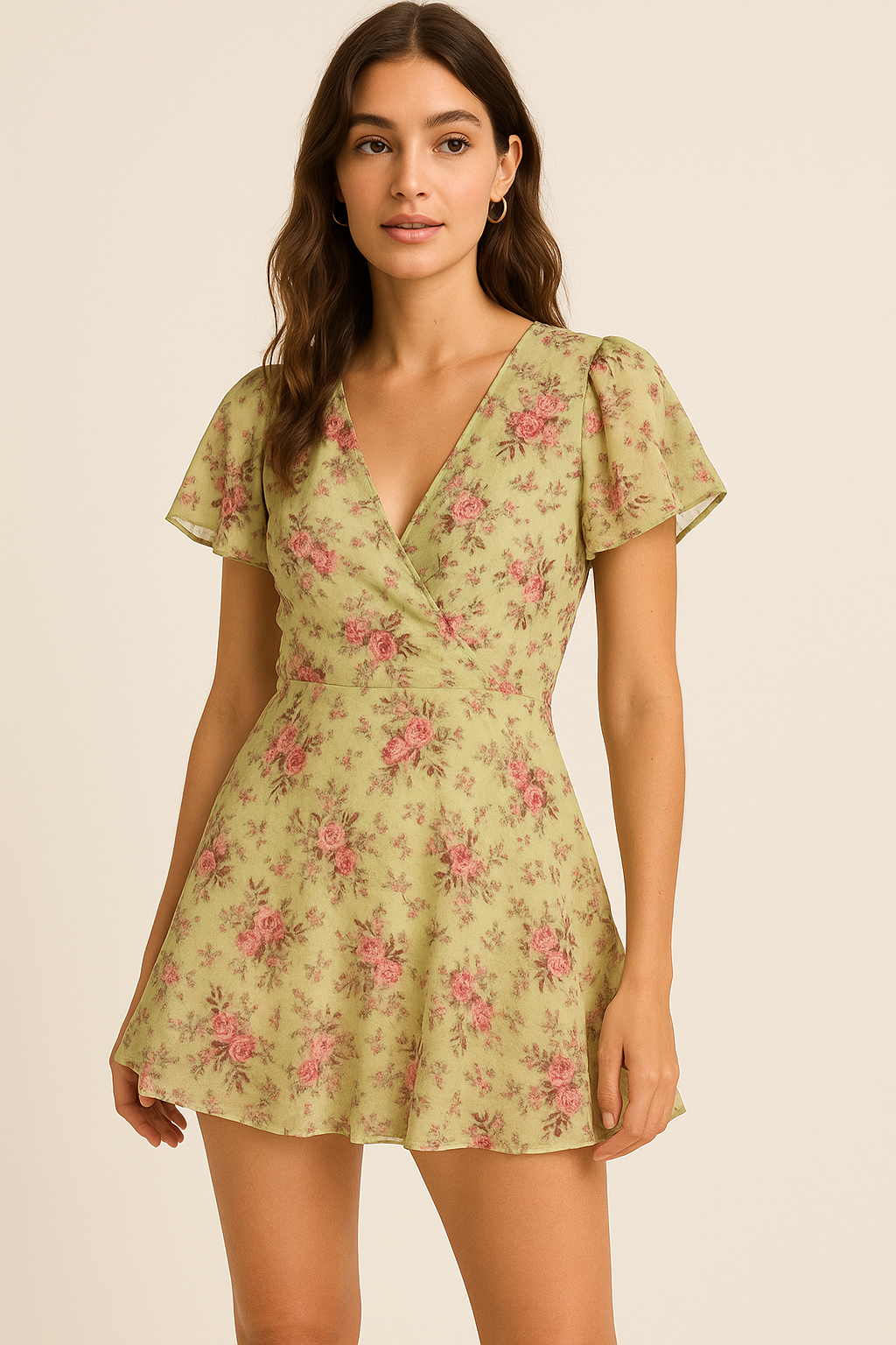 Chrysanthemum And Roses Bunch Digital Printed Fabric - Pure Georgette