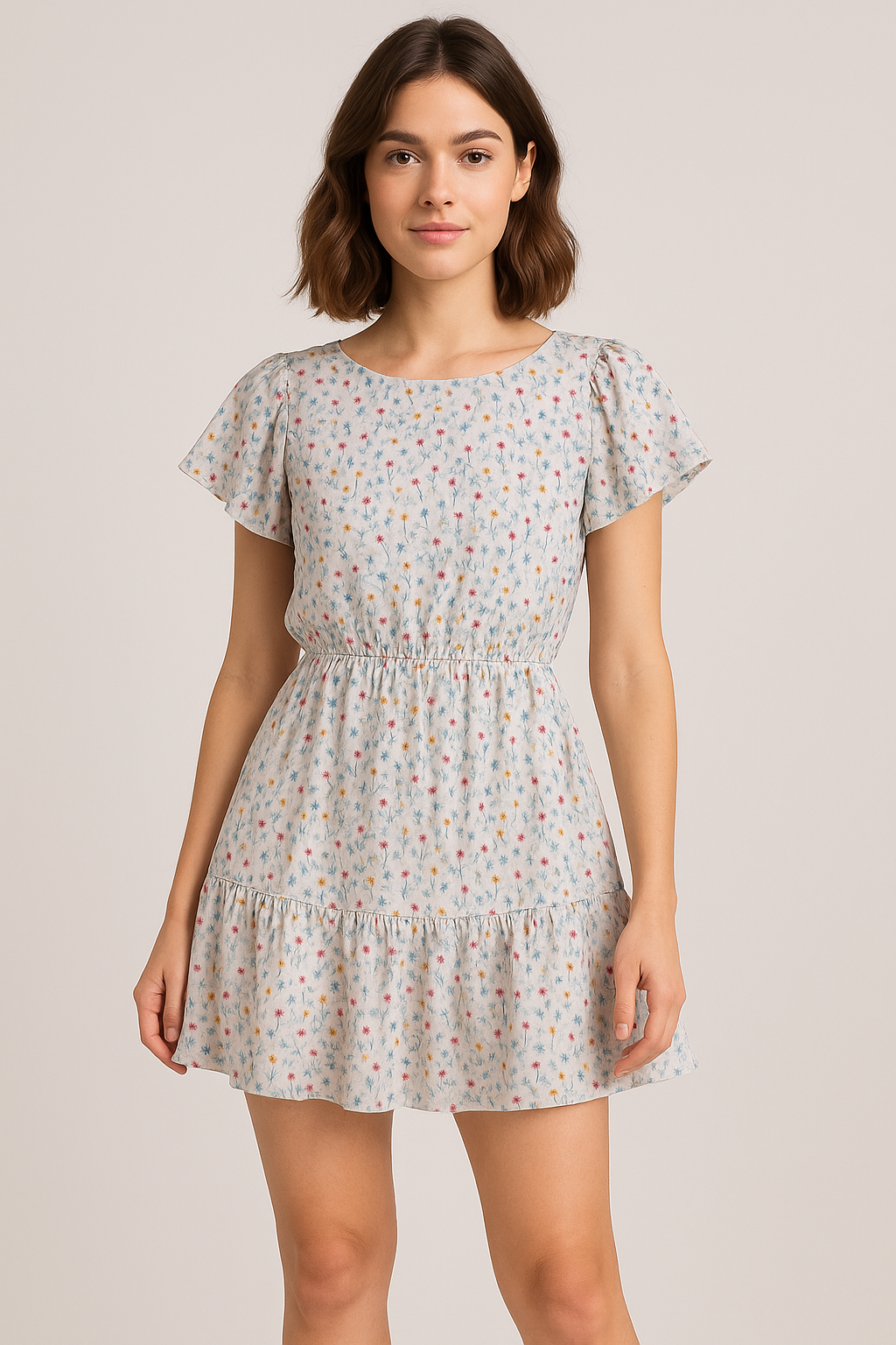 Colourful Flower Chintz With Small Leaves Digital Printed Fabric - Pure Georgette