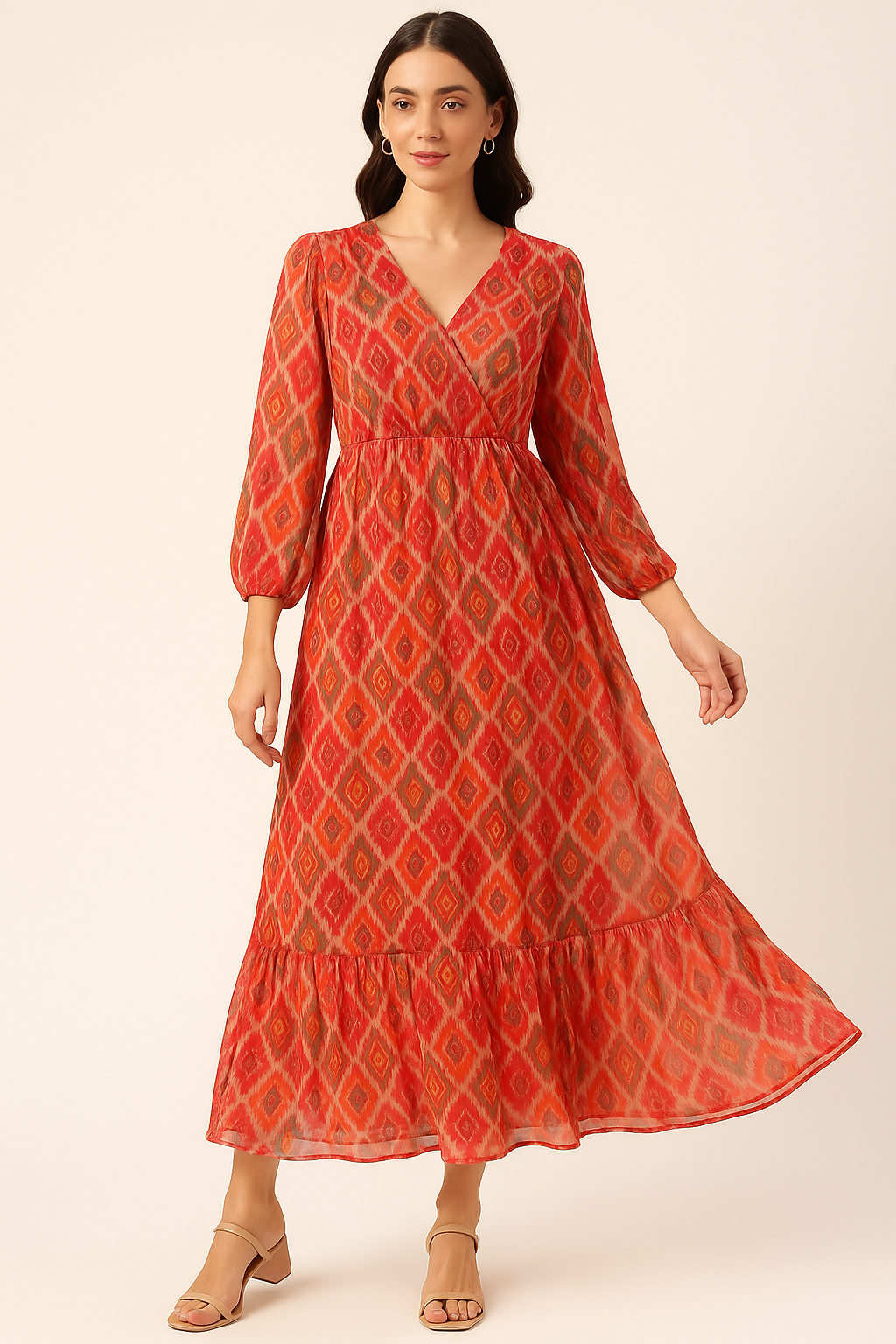 Seamless Pochampilli Patterns Digital Printed Fabric - Pure Georgette