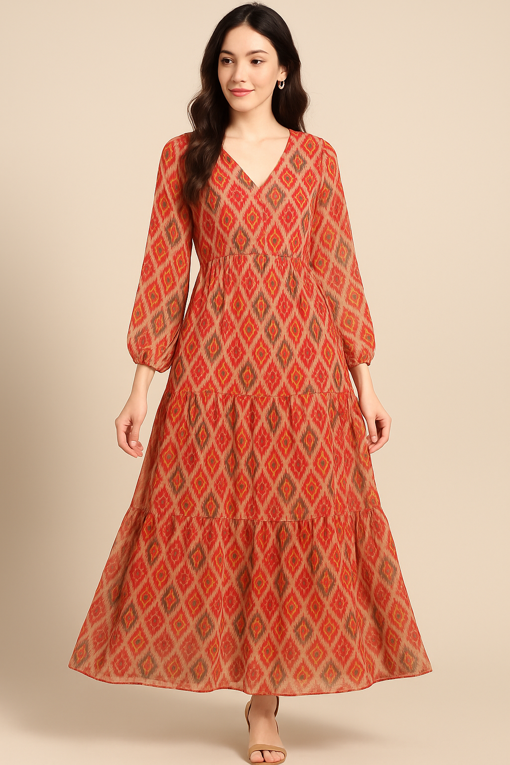 Seamless Pochampilli Patterns Digital Printed Fabric - Pure Georgette