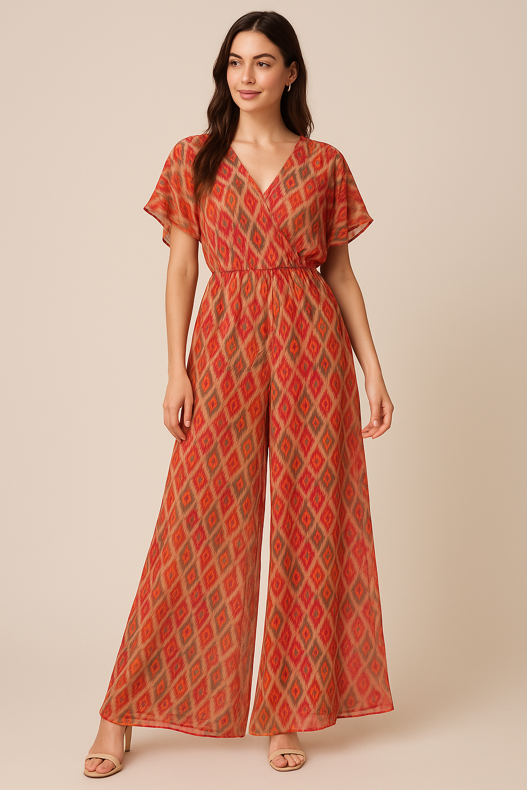 Seamless Pochampilli Patterns Digital Printed Fabric - Pure Georgette