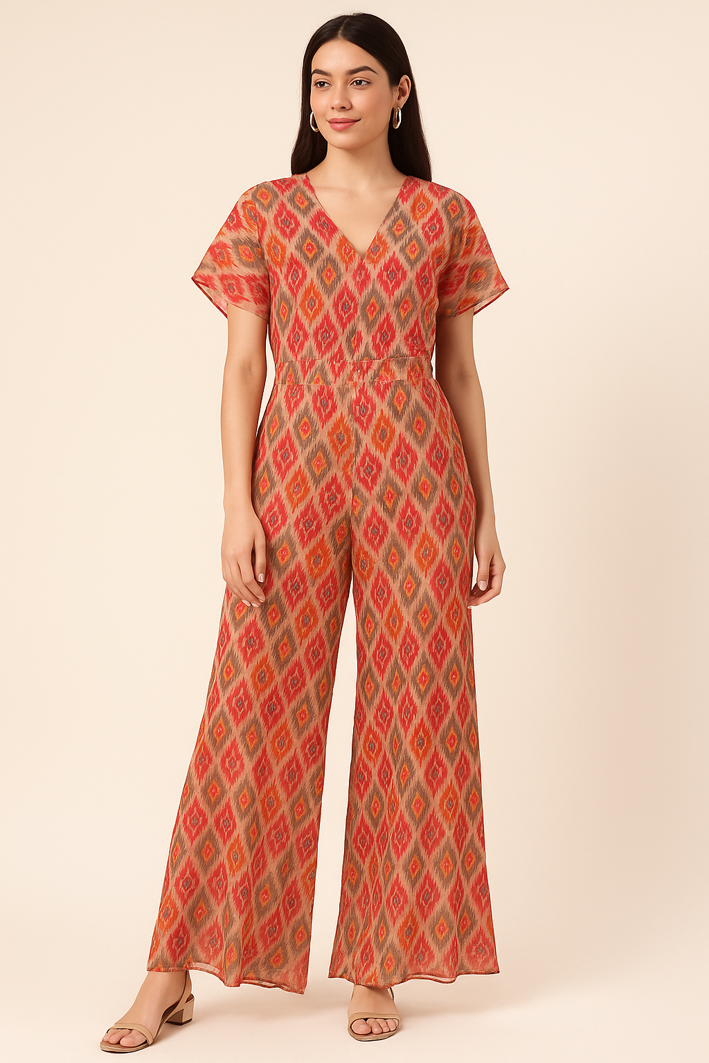 Seamless Pochampilli Patterns Digital Printed Fabric - Pure Georgette