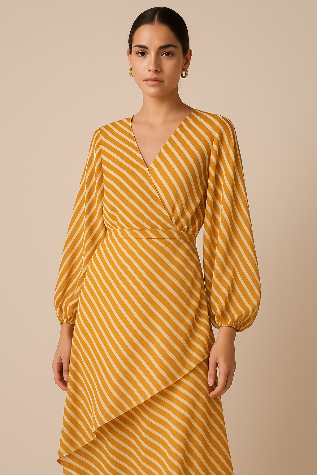 Barcode Stripe Waving Patterns Digital Printed Fabric - Pure Georgette