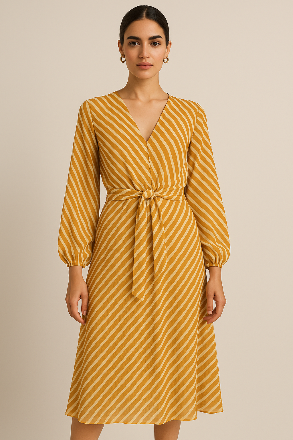 Barcode Stripe Waving Patterns Digital Printed Fabric - Pure Georgette