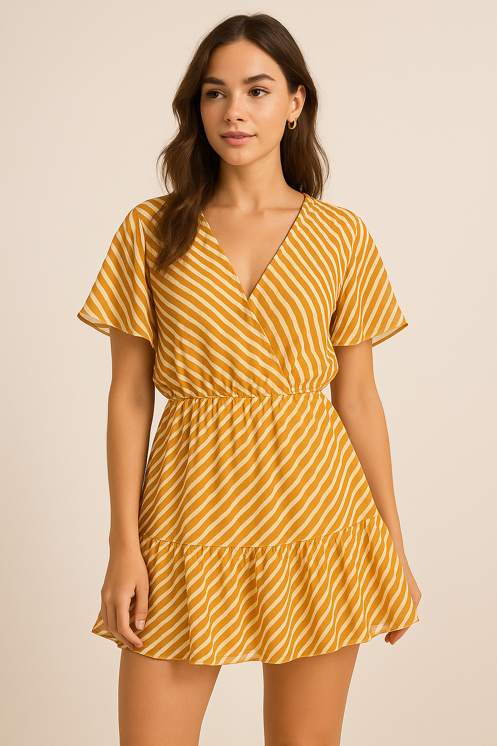 Barcode Stripe Waving Patterns Digital Printed Fabric - Pure Georgette