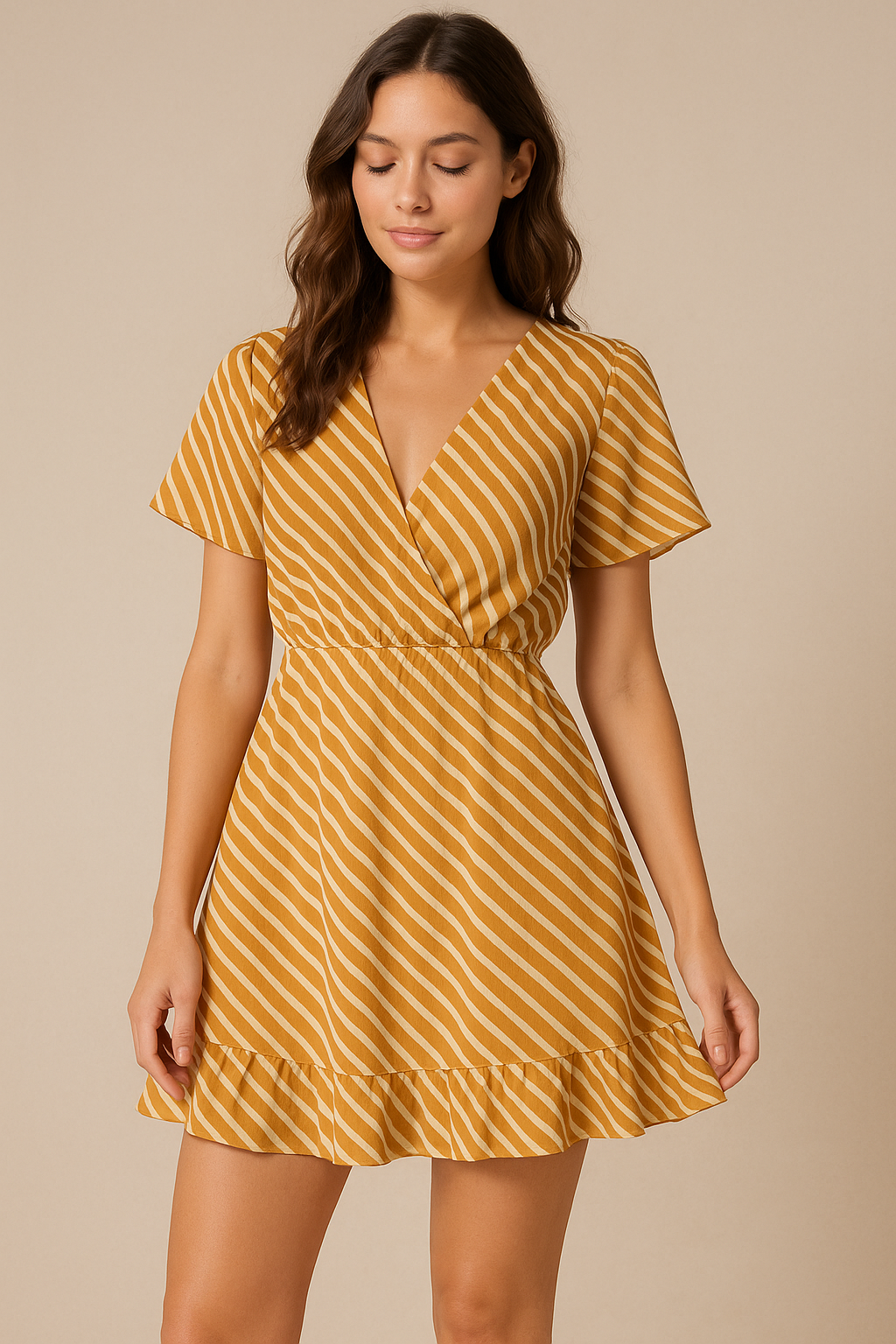 Barcode Stripe Waving Patterns Digital Printed Fabric - Pure Georgette