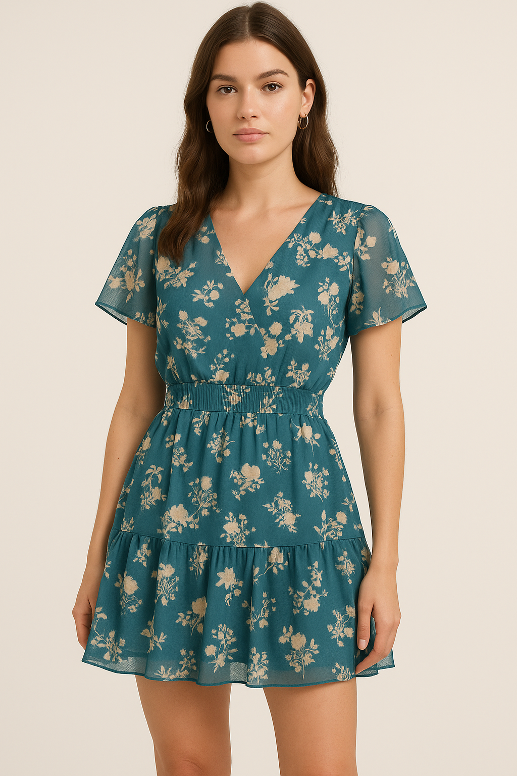 Glorry Beautiful Flower Digital Printed Fabric - Pure Georgette