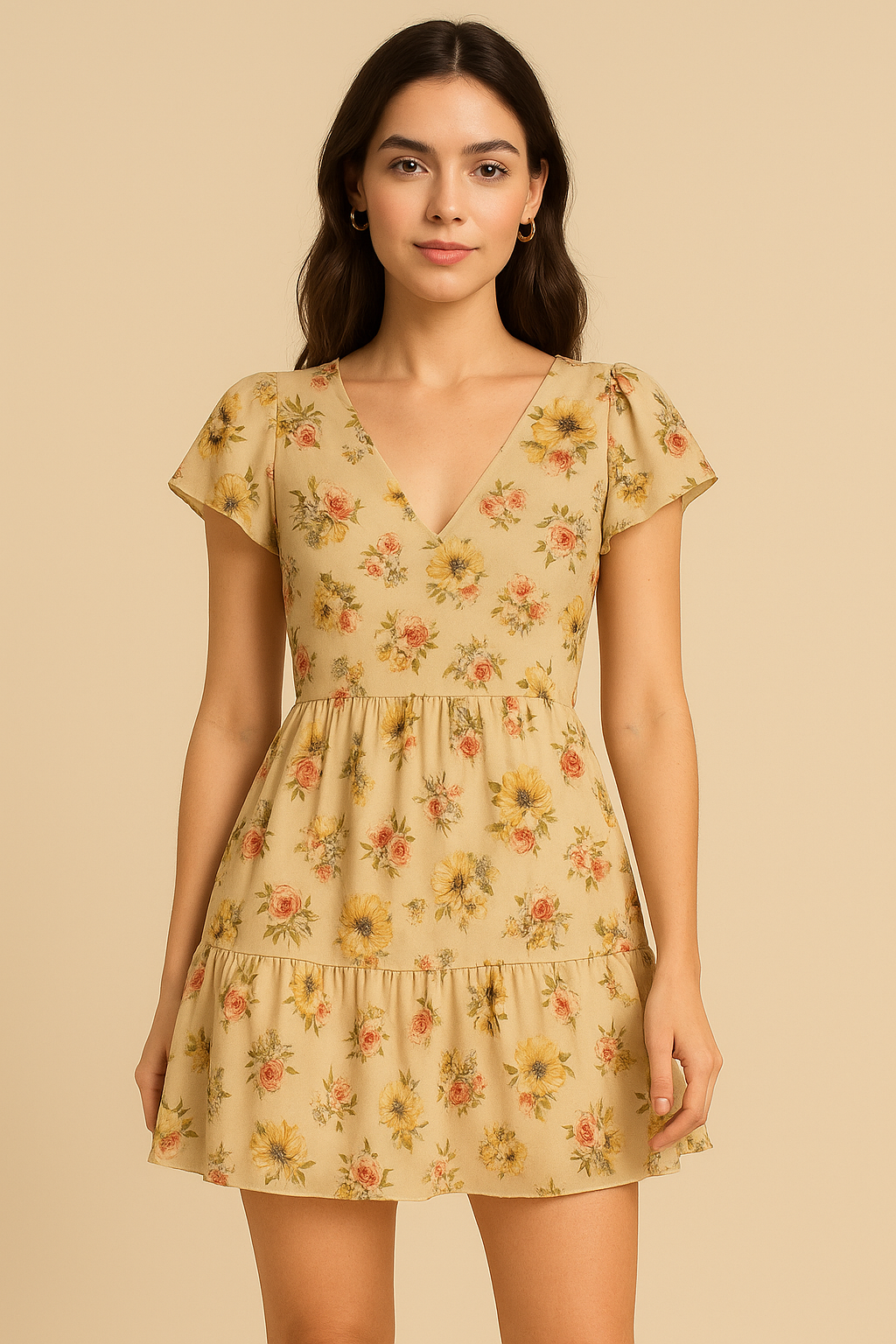 Hawaiian Zinnia Flower Roses Digital Printed Fabric - Pure Georgette