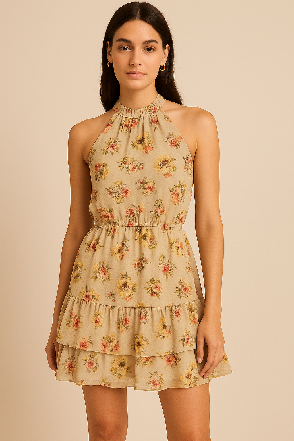 Hawaiian Zinnia Flower Roses Digital Printed Fabric - Pure Georgette