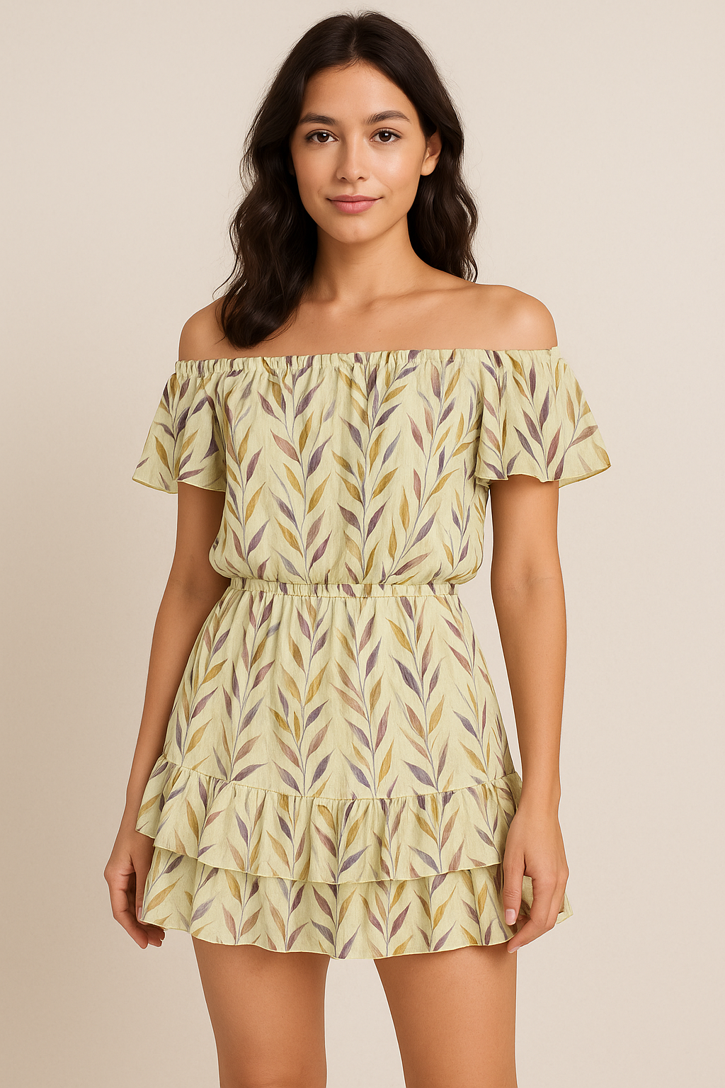 Painted Leaves Allover Digital Printed Fabric  - Pure Georgette