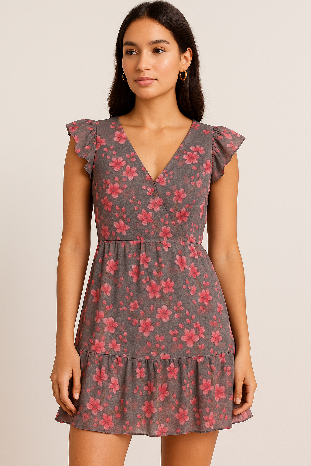 Pinkish Flower Bunch Repeat Digital Printed Fabric - Pure Georgette