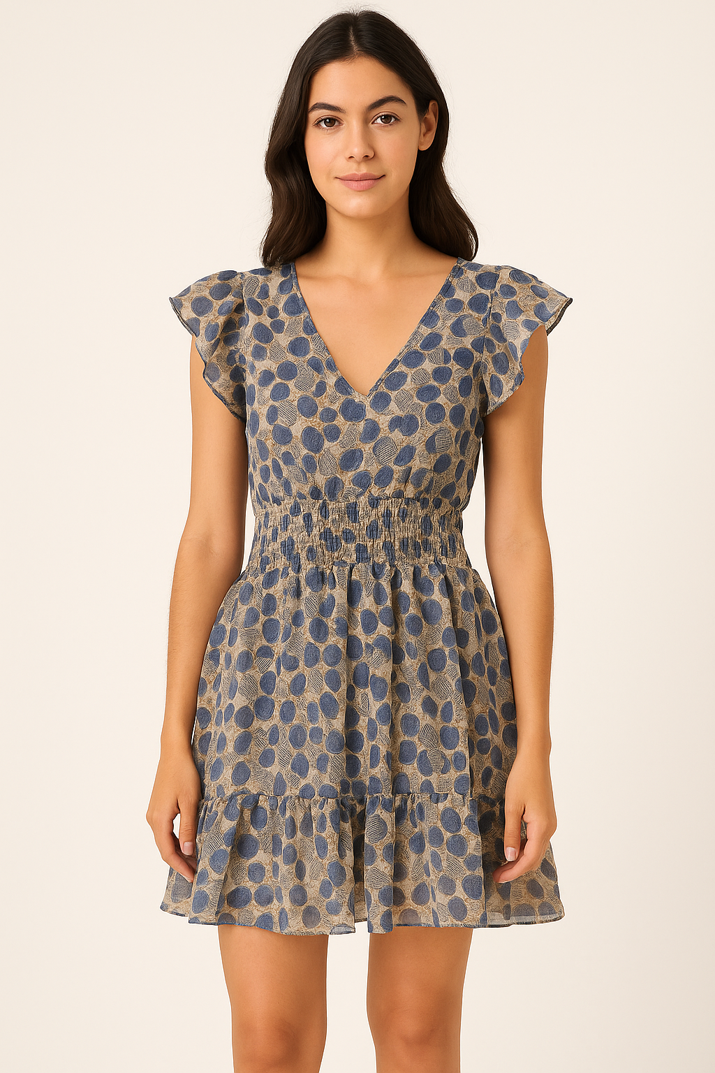 Stylized Round Leaf Digital Printed Fabric - Pure Georgette