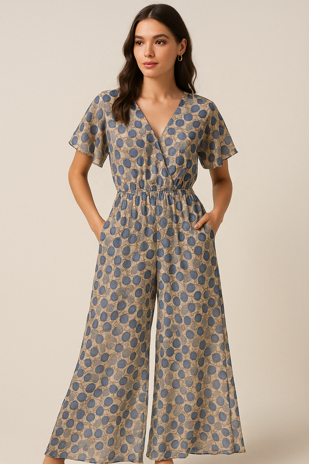 Stylized Round Leaf Digital Printed Fabric - Pure Georgette