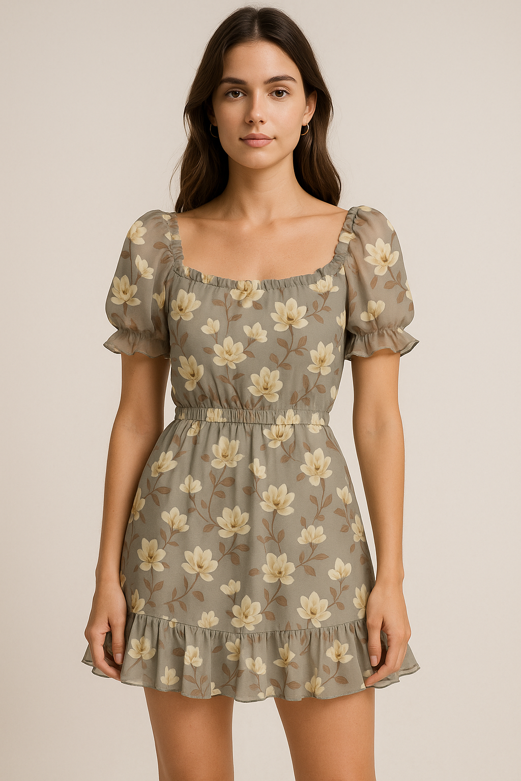 Elegant Floral Ditzy Pattern Digital Printed Fabric