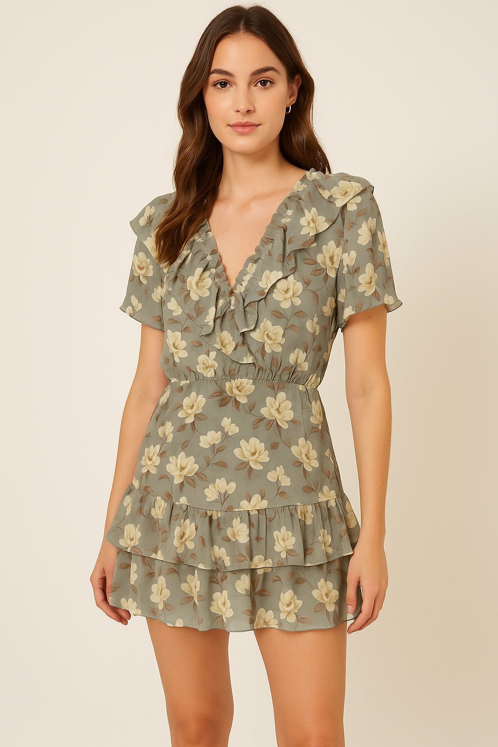 Elegant Floral Ditzy Pattern Digital Printed Fabric