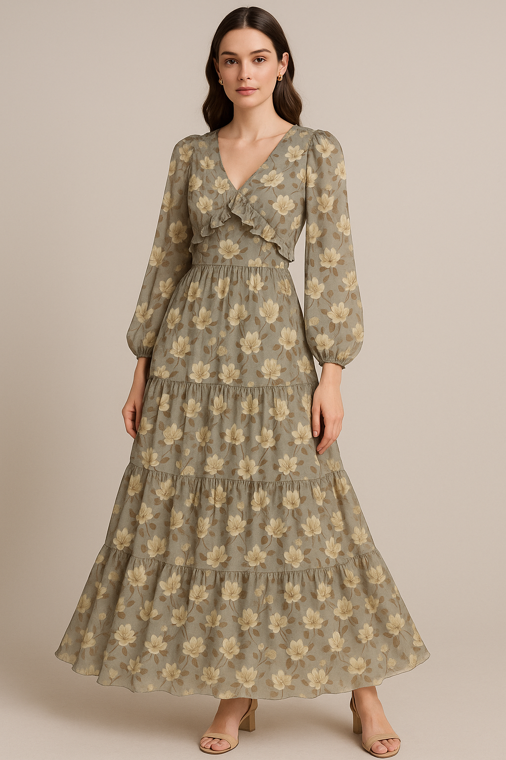 Elegant Floral Ditzy Pattern Digital Printed Fabric