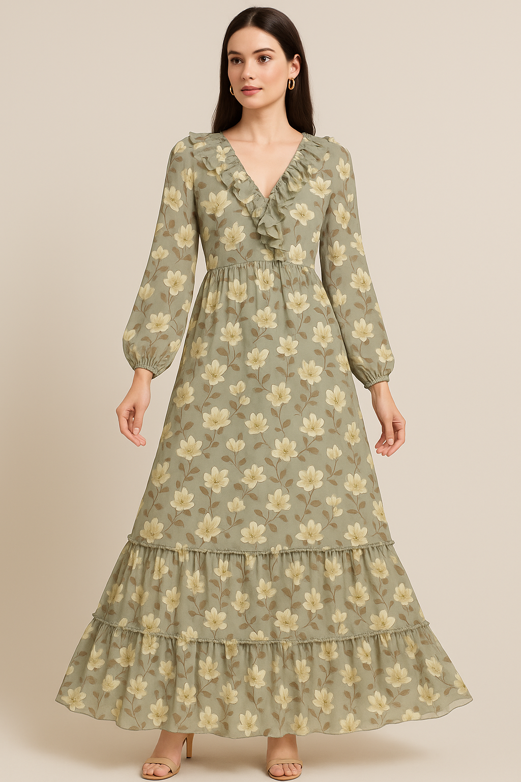 Elegant Floral Ditzy Pattern Digital Printed Fabric