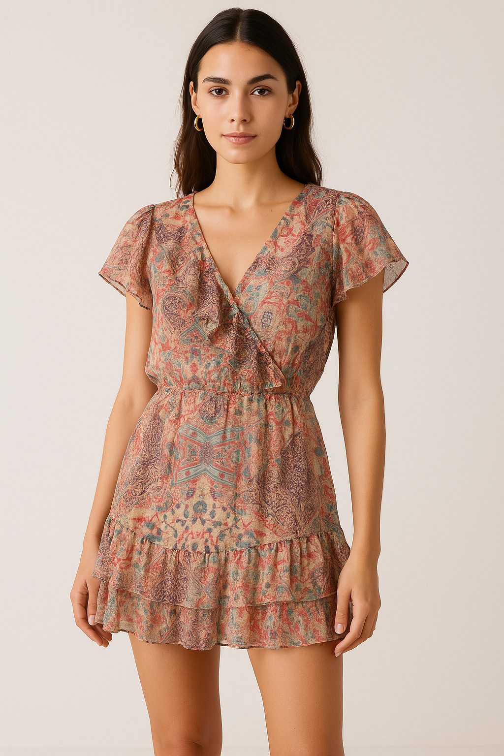 Damask Pattern Digital Printed Fabric