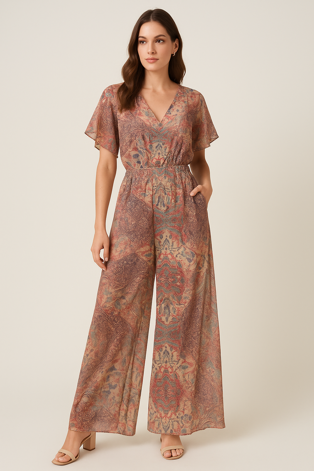 Damask Pattern Digital Printed Fabric