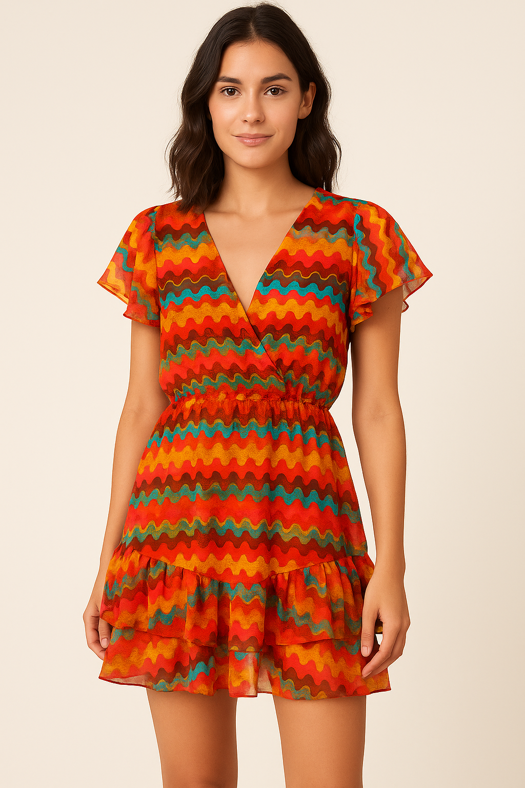 Colourful Round Stripes Digital Printed Fabric