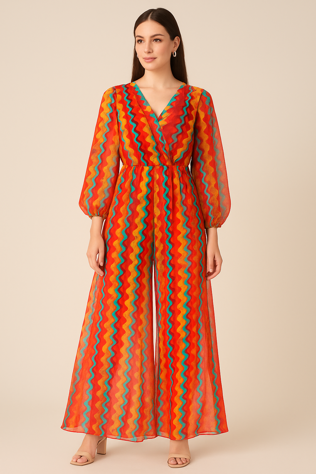 Colourful Round Stripes Digital Printed Fabric