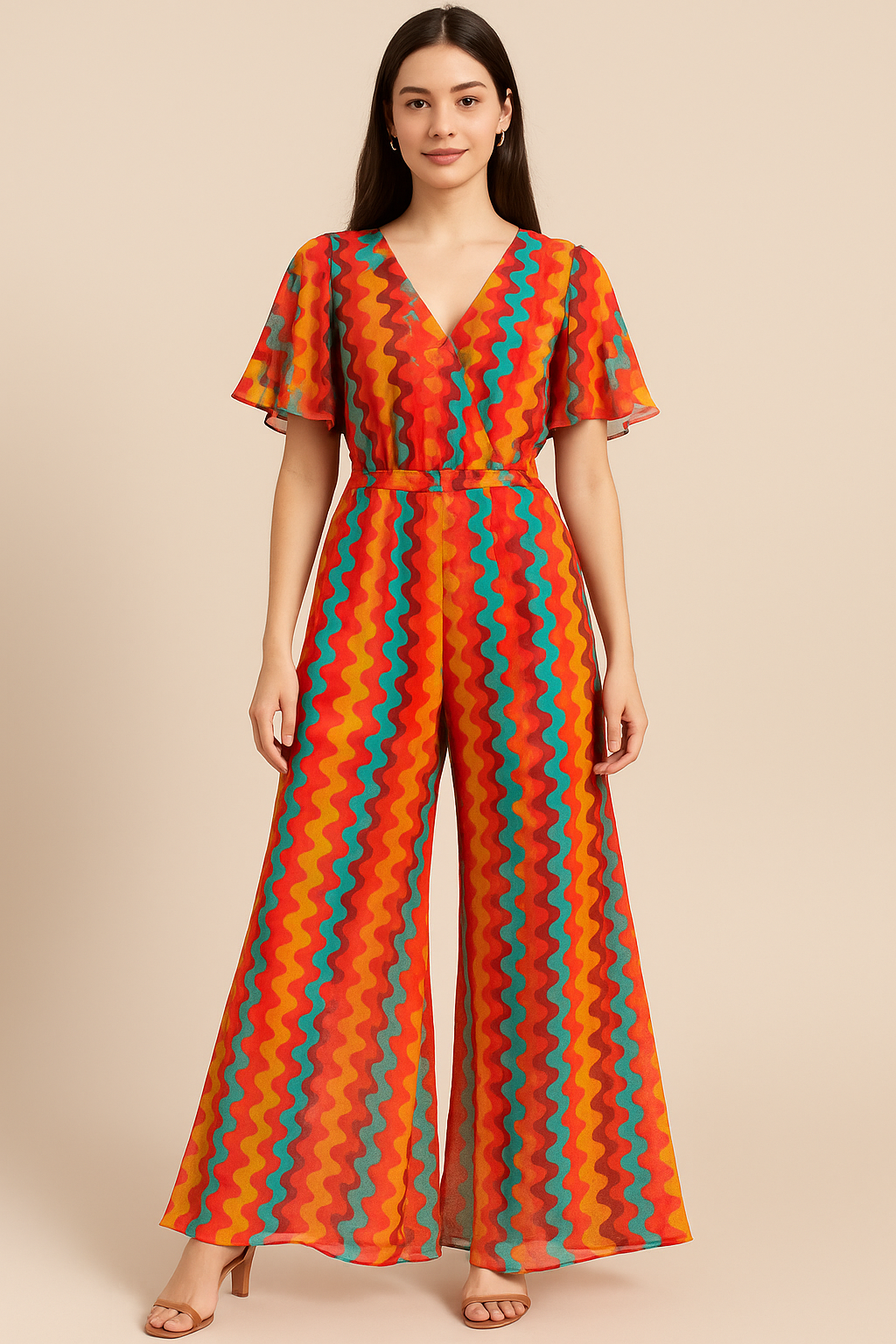 Colourful Round Stripes Digital Printed Fabric